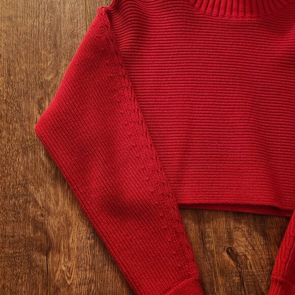 New House of Harlow 1960 Cropped Turtleneck Sweater in Red Size Medium - Picture 2 of 7